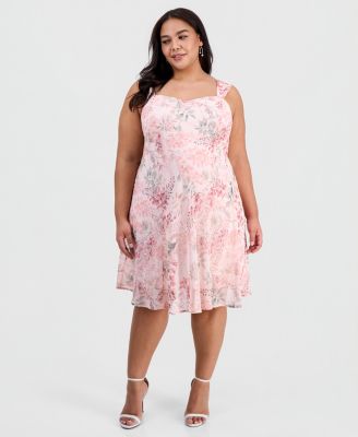 Plus Size 2-Pc. Floral Chiffon Sleeveless Dress and Ruffle-Front Jacket