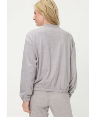 Women's Collarless Zip Front Jersey Jacket