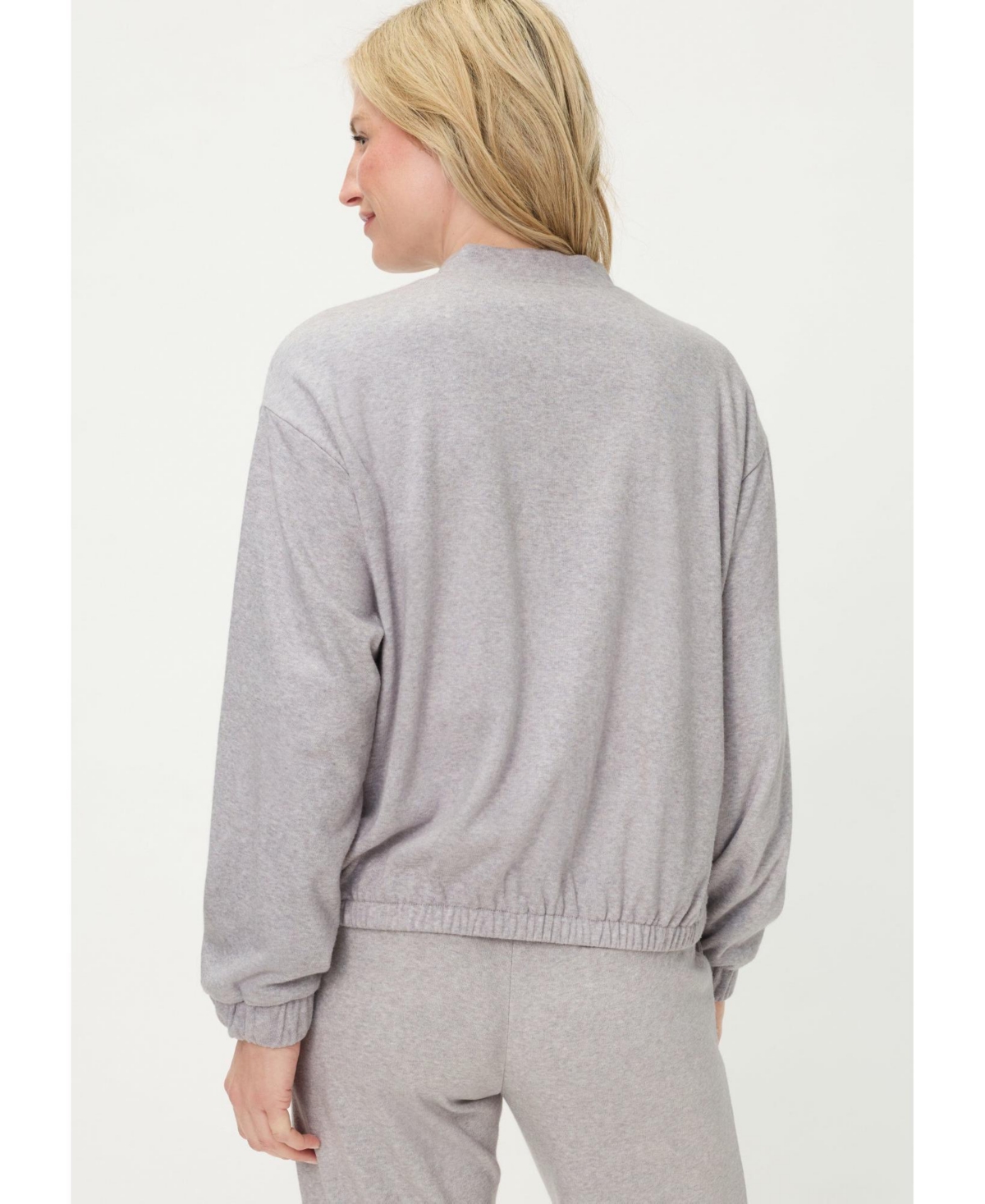 Olsen Women's Collarless Zip Front Jersey Jacket