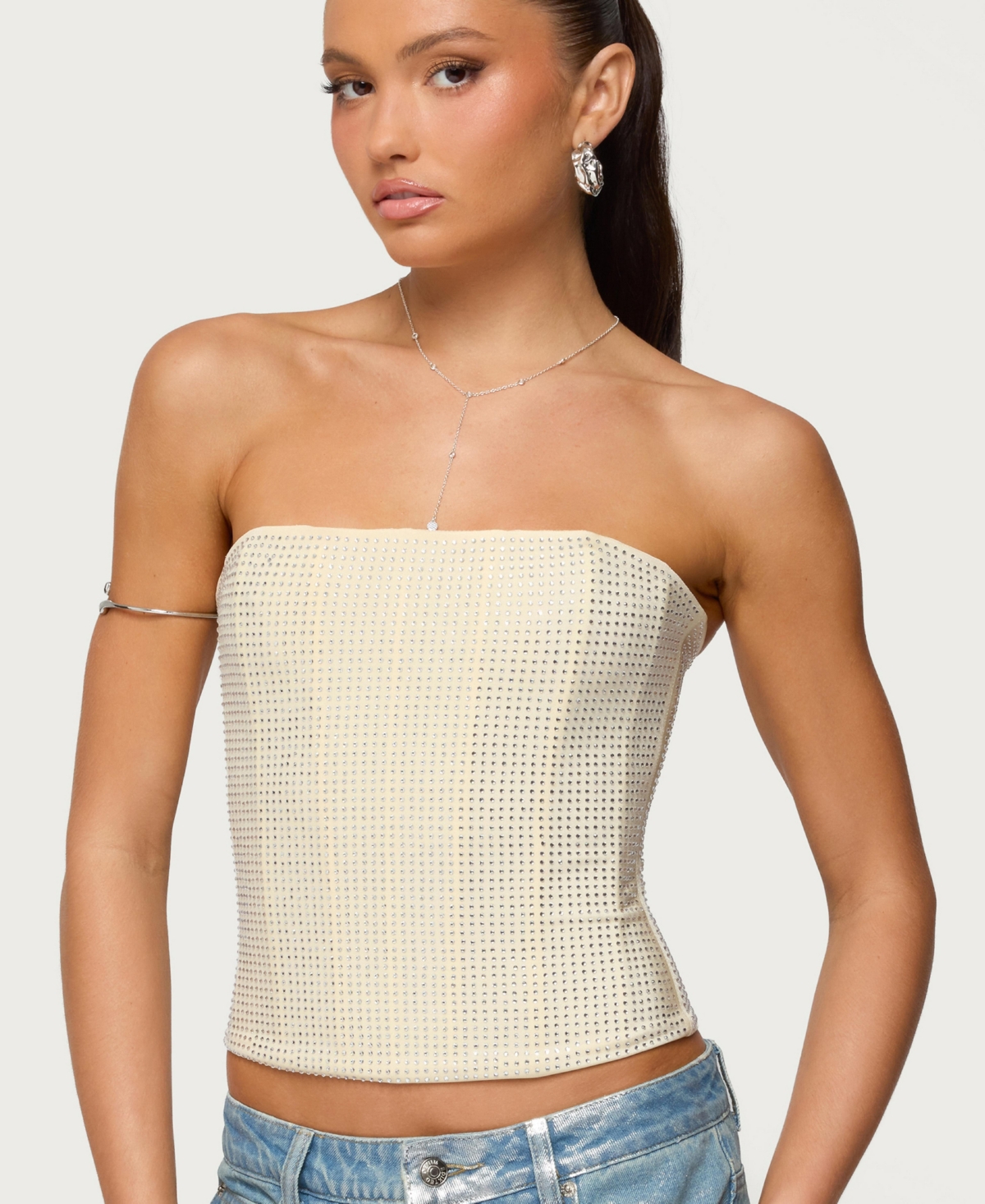 Edikted Women's Vezza Strapless Rhinestone Corset