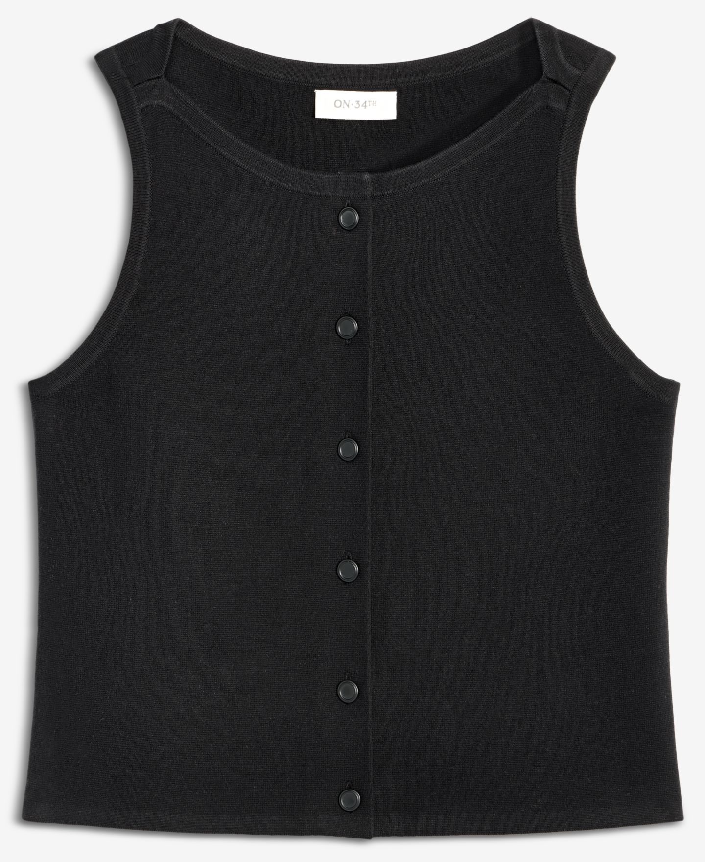 Женский свитер On 34th Button-Front Milano Sweater Shell, цвет: Глубокий чёрный — фото 6