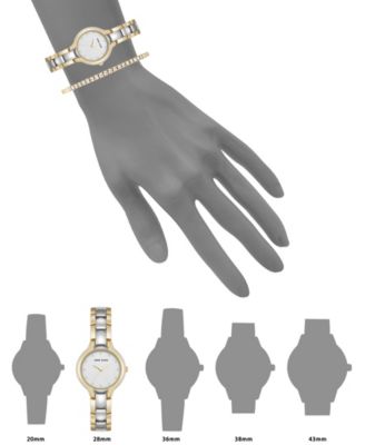 Women's Quartz Two-Tone Metal Alloy and Dail Crystal Accented  Watch Set, 28mm