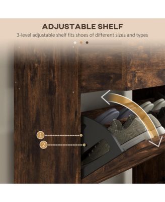 Hallway Shoe Bench with Drawer and Shelves