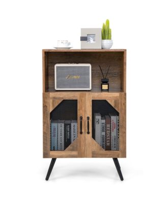 2-Door Kitchen Storage Bar Cabinet Buffet Sideboard w/ Wine Rack & Glass Holder