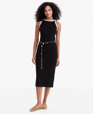 Women's Ringer-Trim Sleeveless Knit Midi Dress