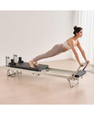 Foldable Pilates Reformer Home Gym Workout Machine with Dual Resistance 400 LB