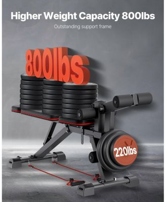SUGFIT Adjustable Weight Bench 800 LB Capacity with Leg Extension and Preacher Pad
