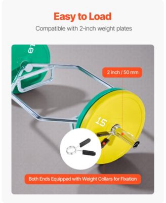 SUGFIT Trap Bar Hex Bar 800 LB Capacity 2" Barbell for Squats and Deadlifts Silver