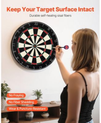 Dartboard Set with 6 Darts and Score Kit 17.7" Self-Healing Sisal Board