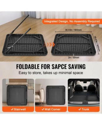 Mahjong Table 4-Player Folding Game Table with Cup Holders and Trays Black