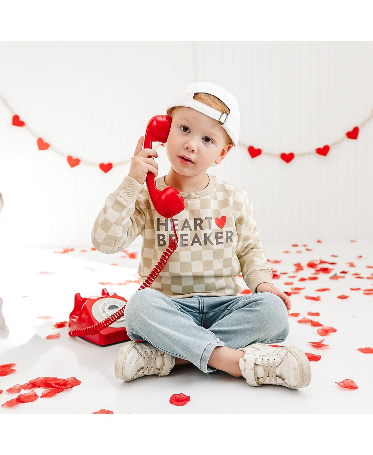 Sweet Wink Baby Boys Heartbreaker Checkered Valentine's Day Sweatshirt