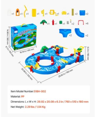 Water Table for Toddlers, 39 PCS Outdoor Activity Water Playset, Backyard Sensory Waterway Table for Boys & Girls Ages 3