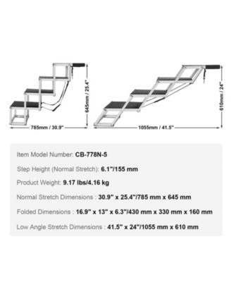 Wide 4-Step Aluminum Folding Dog Stairs for SUVs, Holds up to 150 lbs
