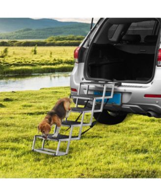 Wide 5-Step Aluminum Folding Dog Stairs for SUVs, Holds up to 150 lbs