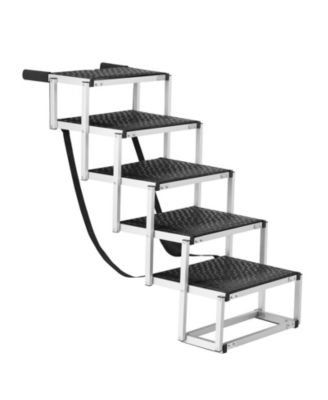 Wide 5-Step Aluminum Folding Dog Stairs for SUVs, Holds up to 150 lbs