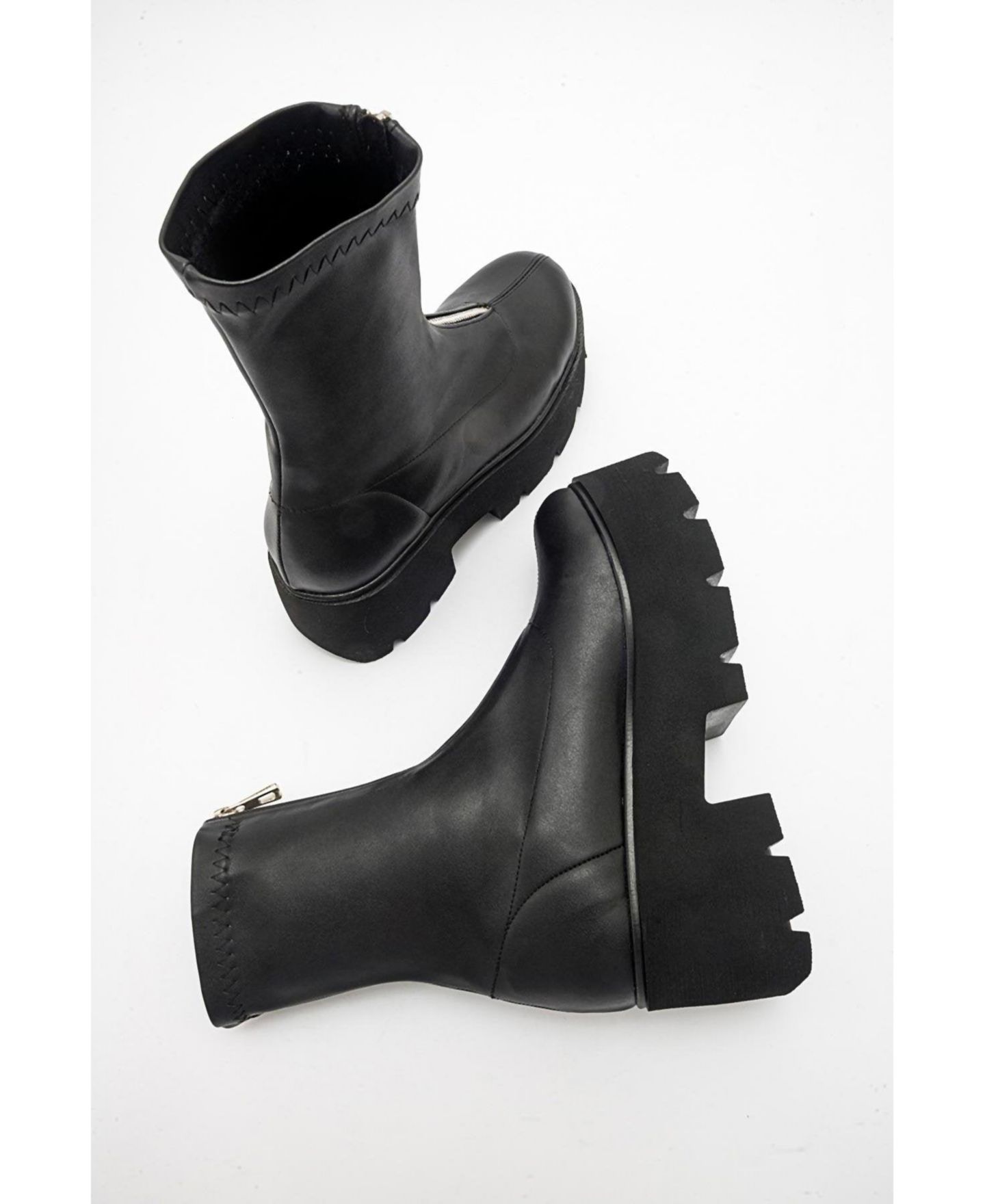 Женские ботинки Prologue Shoes Ovil на платформе с молнией, цвет: Чёрный — фото 2