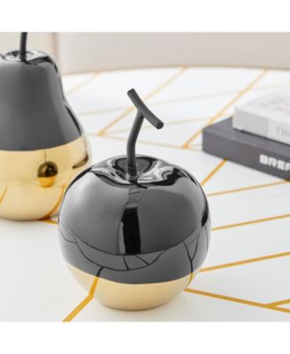 Vost Dipped Fruit Ceramic Sculpture Set of 2 - Black/Gold