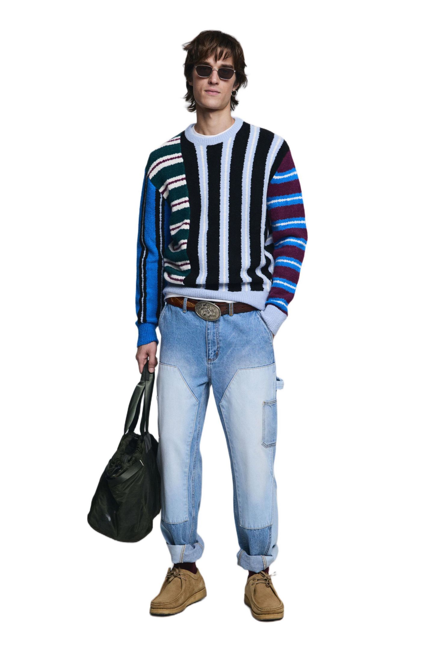 Мужской свитер Desigual Multistripe, цвет: Оранжевый — фото 2