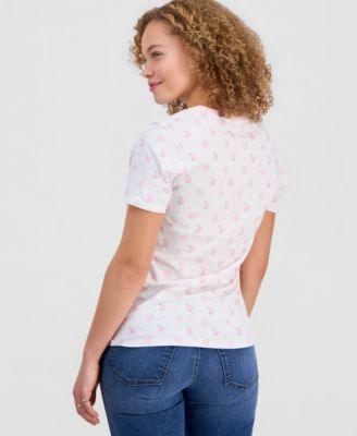 Juniors' Paris Ditsy Floral Graphic Cotton T-Shirt