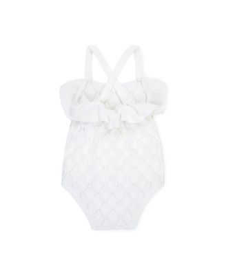 Baby Girls Ruffle Sweater Romper & Jacquard Blanket Gift Set