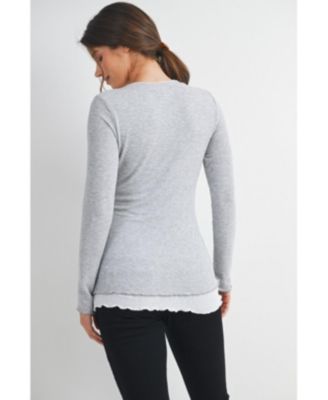 Maternity Ribbed Layer Contrast Long Sleeve Top
