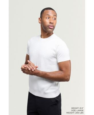 X RAY Men's Crew Rib Neck Checkered Sweater