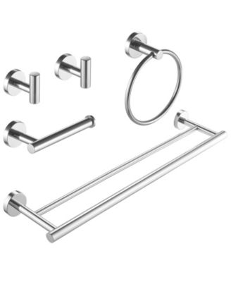 5-Piece Bath Hardware with Towel Bar Towel rack Towel Hook Toilet Paper Holder and Towel Ring Set in
