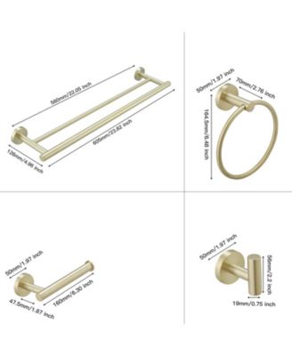 5-Piece Bath Hardware with Towel Bar Towel rack Towel Hook Toilet Paper Holder and Towel Ring Set in