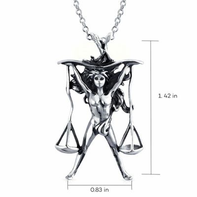  Sterling Silver Libra Zodiac & Justice Scales Pendant Necklace -  Law & Balance Symbol