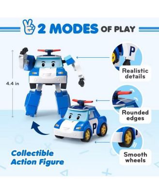 4" Transforming Robot Police Car - Poli | Emergency Rescue Vehicle Action Figures | Kids Educational Pretend Play Toy