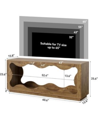 TV Stand for 32-65 Inch TVs, Media Console with Wavy Design & Open Storage, Entertainment Center for Living Room, Bedroom, Apartment