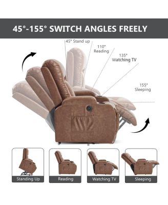 Faux Leather Power Lift Recliner for Elderly with Massage & Heat, Infinite Position Chair with USB, Cup Holders, Heavy-Duty Base