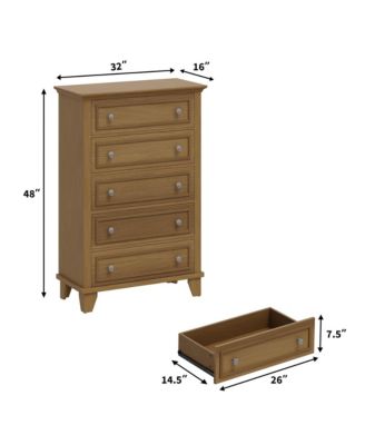 Brown 5 Drawer Dresser for Bedroom