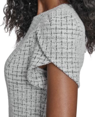 Women's Tulip-Sleeve Jewel Neck Midi Dress