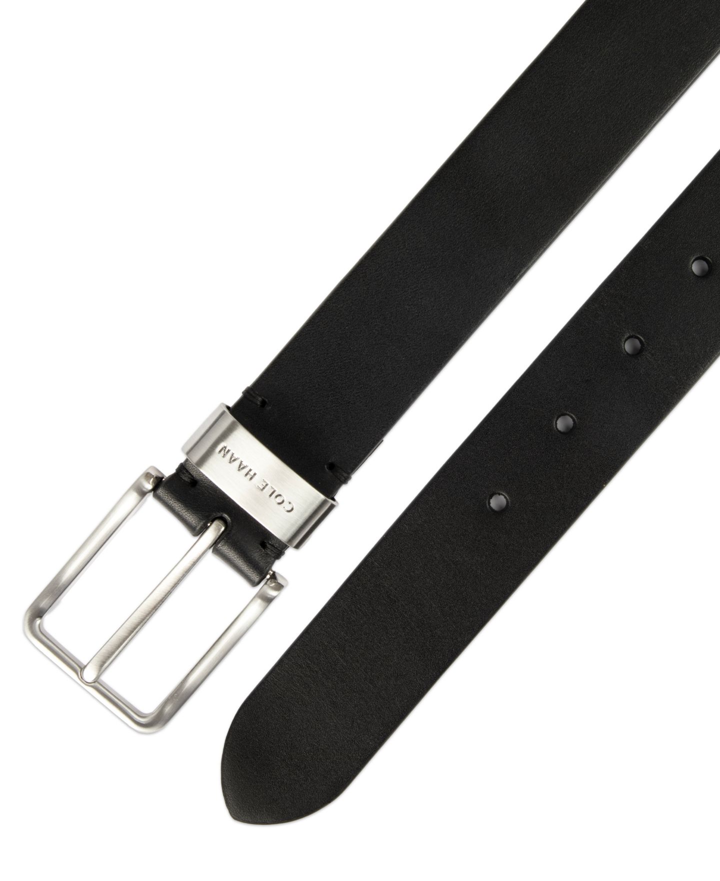 Мужской ремень Cole Haan Metal Loop Silver-Tone Belt, цвет: Чёрный — фото 4