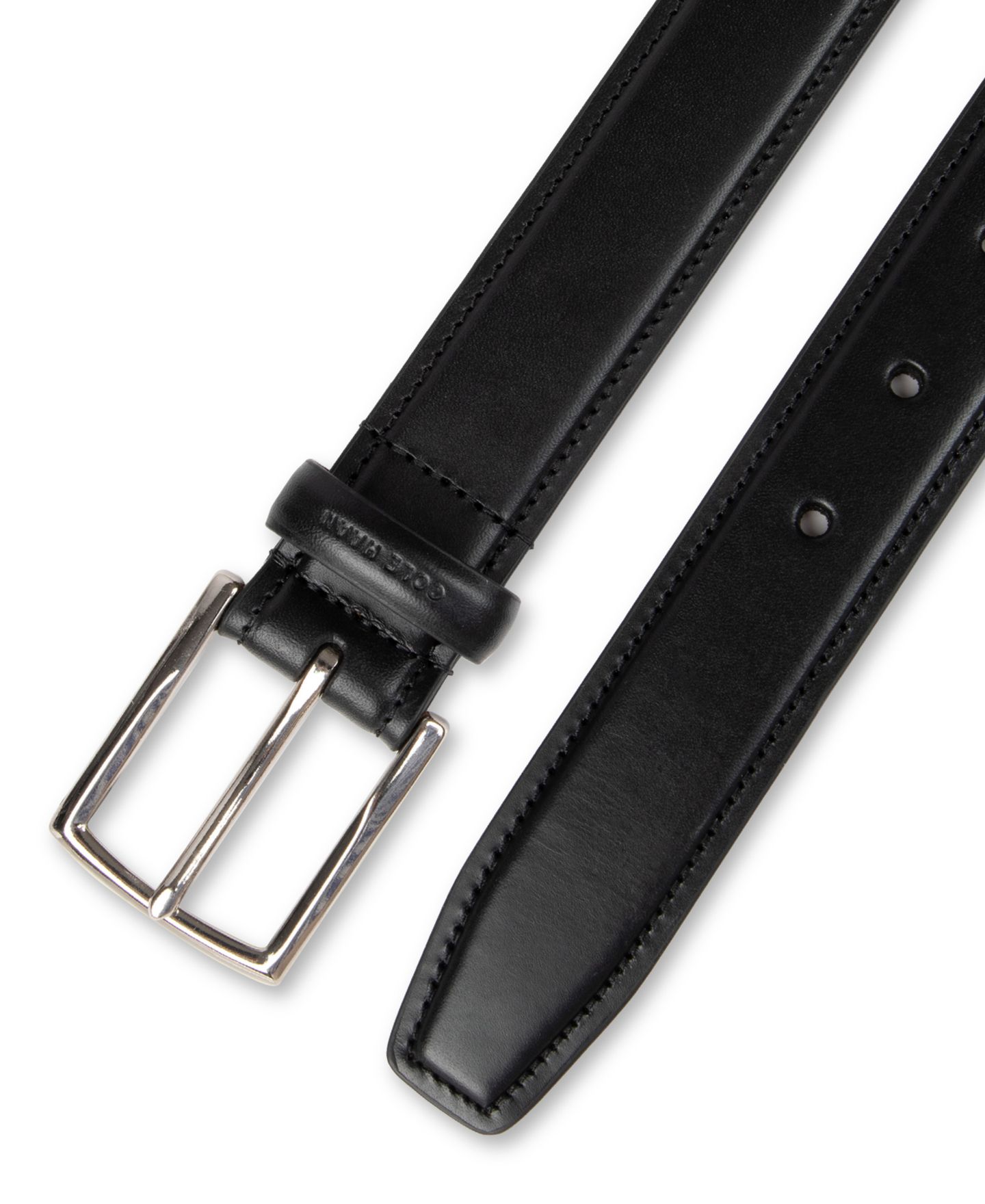 Мужской ремень Cole Haan 32MM Classic Burnished Edge Dress Belt, цвет: Чёрный — фото 4