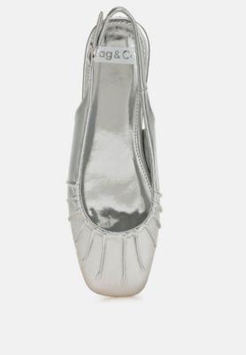 Womens Berni Metallic Square Toe Flat Slingbacks