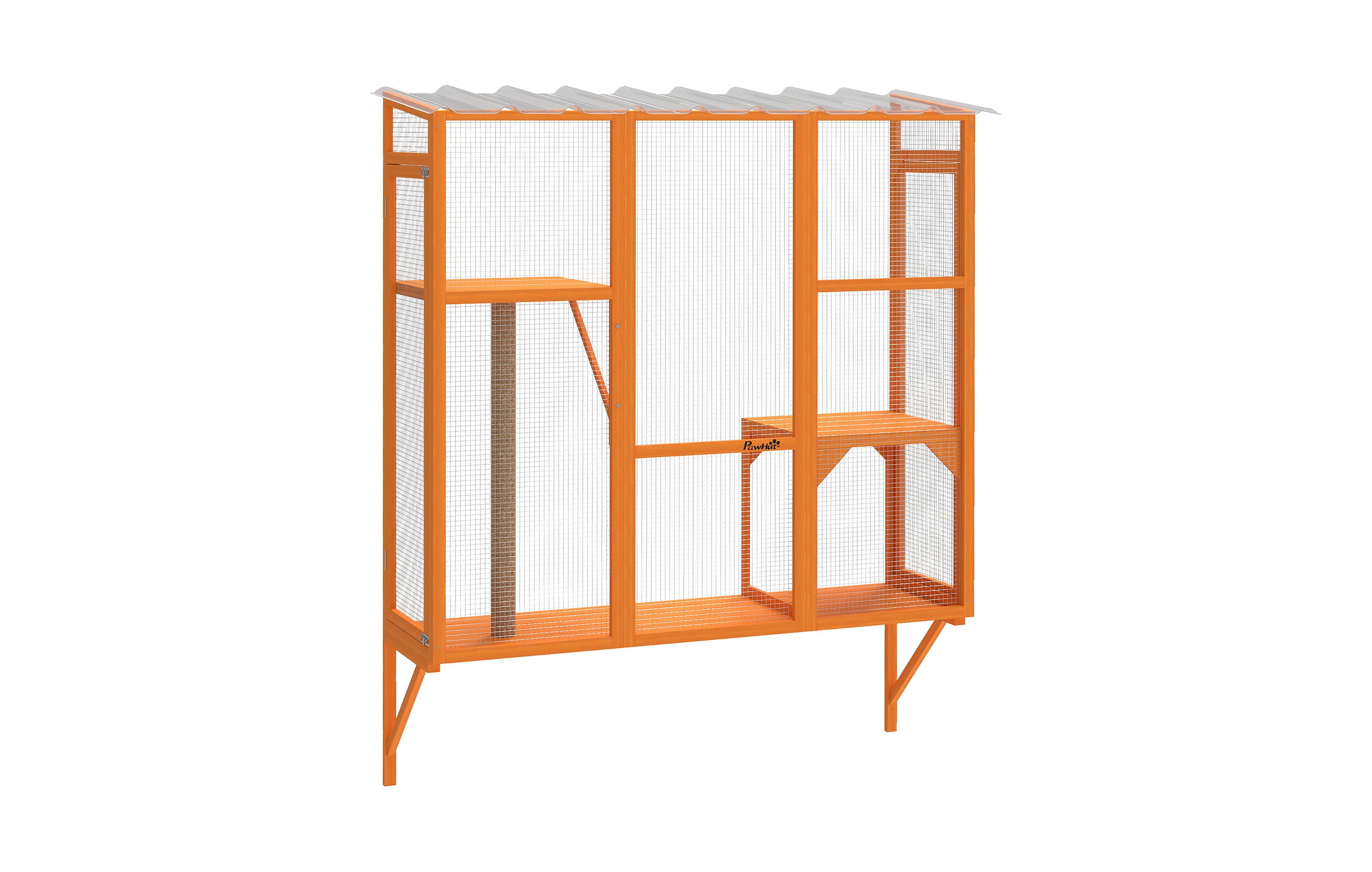 PawHut Catio Outdoor, Window for 2-3 Cats, Playing Sunbathing