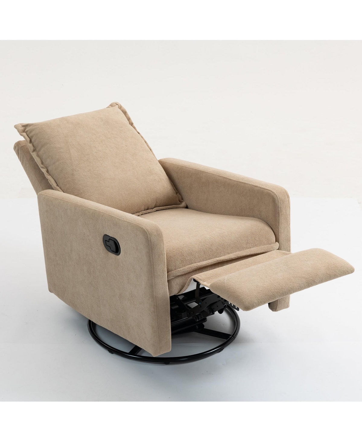 Boyel Living Short Plush Armchair Sofa Manual Button Recliner Chair, Camel