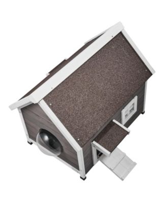 Weatherproof Wooden Outdoor Cat House with Side Door, 30