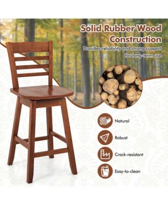 2 PCS 24.5" Counter Height Bar Chairs Swivel Bar Stools with Hollow Backrest