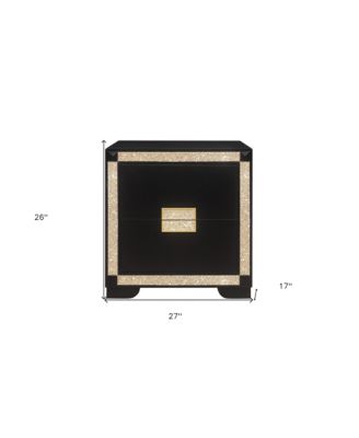 2-Drawer Nightstand with Faux Crystal Accents Bedside Table For Bedroom