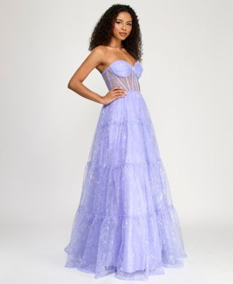 Women's Strapless Sweetheart Neck Illusion Gown