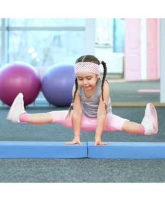 7 FT Folding Balance Beam with Removable Suede Cover and Non-slip Bottom-Navy