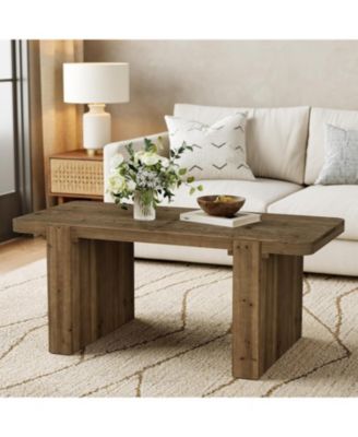 Farmhouse Coffee Table with Heavy-Duty Legs, Solid Wood