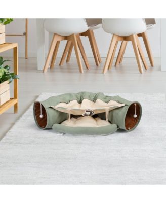 Cat's Telescopic Tunnel Cushioned Bed in Bright Green