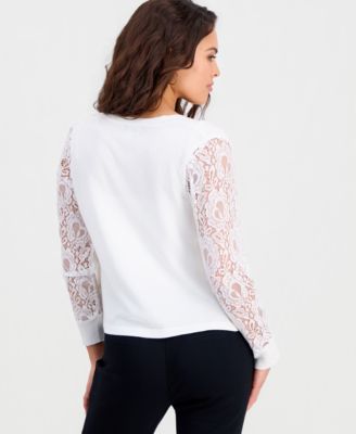Petite Lace-Sleeve Open-Front Shrug