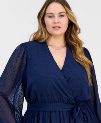 Plus Size Clip-Dot Tiered Dress