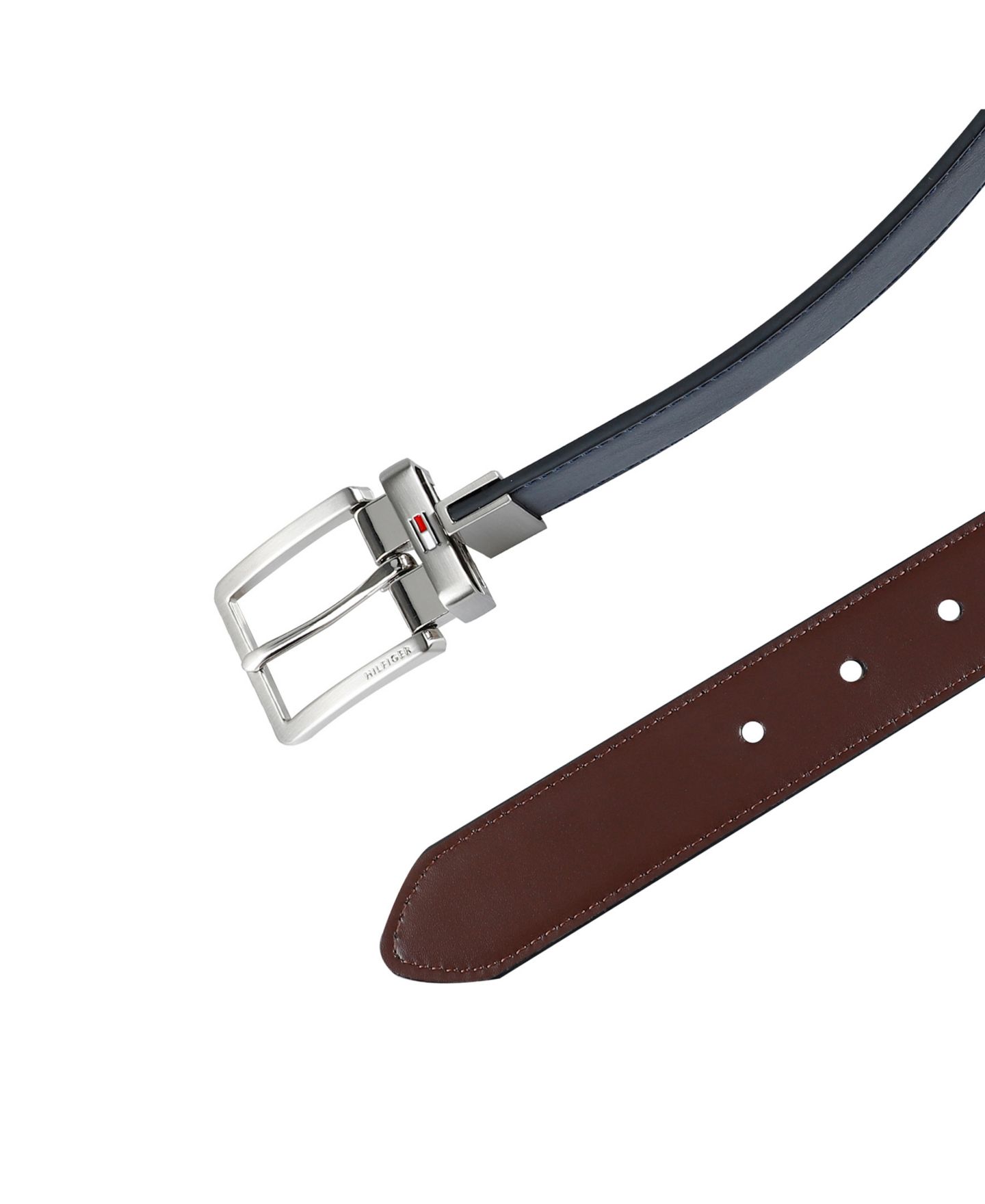 Мужской ремень Tommy Hilfiger 32MM Two-In-One Reversible Dress Belt, цвет: Тёмно-синий / Коричневый — фото 2