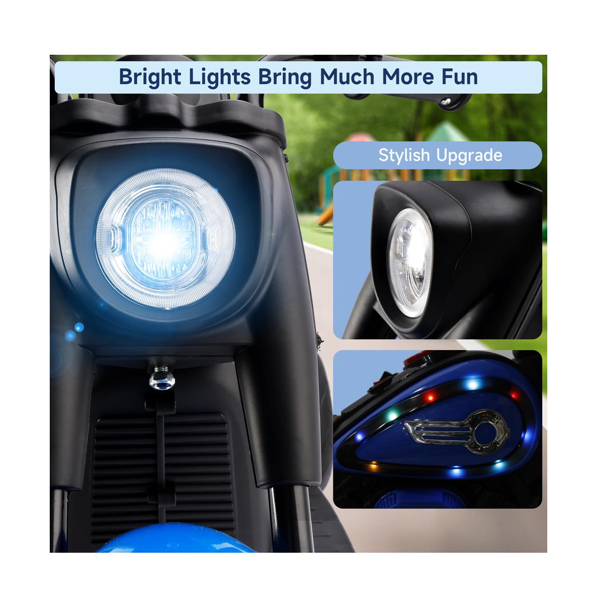 Bruce & Shark 6V 3-Wheel Kids Motorcycle for Ages 1-3, Electric Toy with Light Music